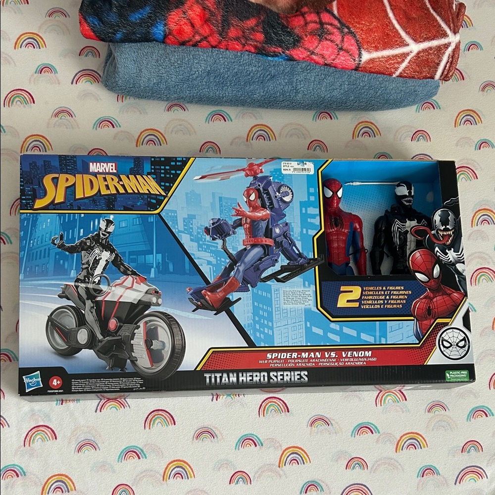 Marvel Spider-Man vs. Venom Titan Hero Series Figures with Motorcycle